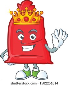 King of santa bag close on cartoon mascot style design