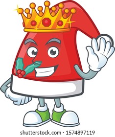 King of santa claus hat on cartoon mascot style design