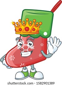 King of santa socks on cartoon mascot style design