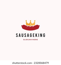 king sausage with crown logo design on isolated background