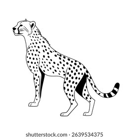 King of the Savannah Cheetah line art drawing of lion Laugh ink sketch vector hand drawn illustration background