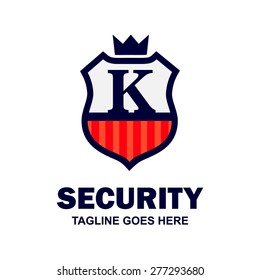 King Security Logo. Abstract secure shield logo design - various geometric shapes - Security visual identity, Security Logo template Monogram design elements Business sign identity vector illustration