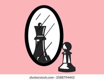 King shadow of pawn chess piece illustration