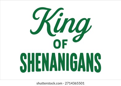 Logotipo King of Shenanigans com texto verde sobre fundo branco