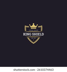 King shield logo icon design template flat vector