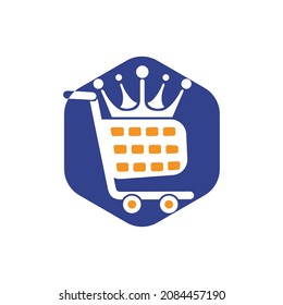 King shop vector logo design. Shopping cart with crown icon design.	