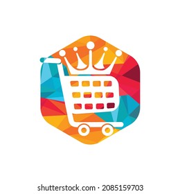 King shop vector logo design. Shopping cart with crown icon design.	