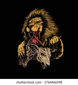The KIng Shows His Power and Wildeness Illustration perfect for tshirt