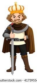 Ilustración del rey con espada de plata