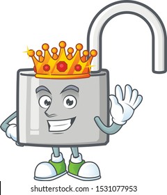 King silver unlock key on white background.