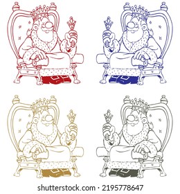 The King Sits On The Throne With A Scepter In His Hand Vector illustration
