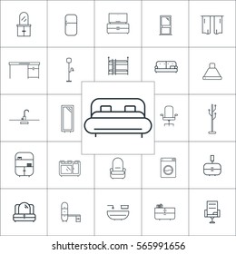 King size bed icon vector, furniture icon set, vector illustration