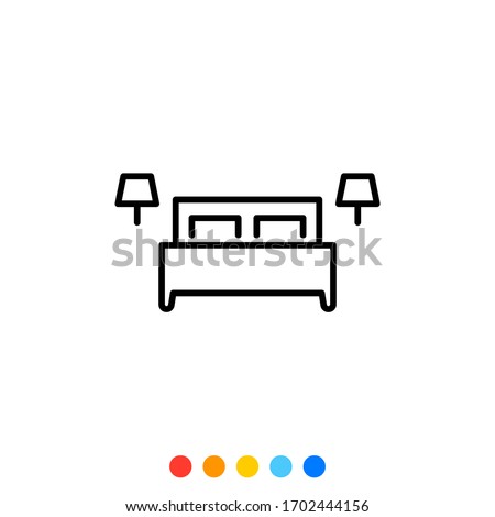 King size bed icon,Vector and Illustration.