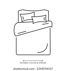 Icono de la línea de cama de King | Ilustración de lecho, clipart