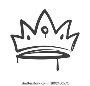 King sketch crown. Hand drawn queen, princess or prince tiara, monarch majestic jewel diadem, royal imperial coronation symbol, black outline icon, vector ink drawing isolated single illustration