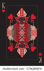 King skull card heart. Pope with hat vector.