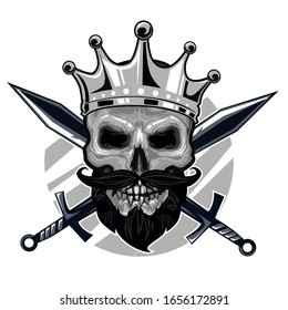 king skull cartoon in vector