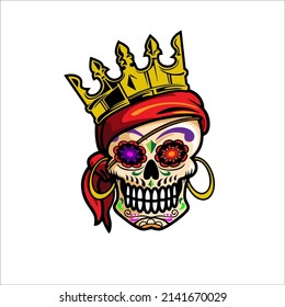 king skull character design for your mascot, t-shirt and identity