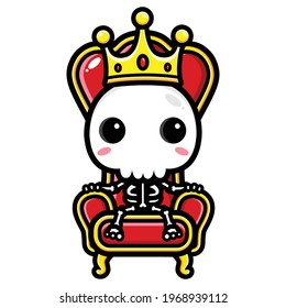 king skull character vector design