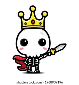 king skull character vector design