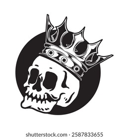 King Skull with Crown Vector art, Isolated on white background.