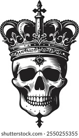 king skull with crown vector illustration