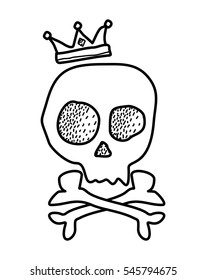 king of skull doodle