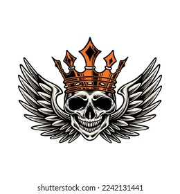 King of skull graphic illustration vector art t-shirt design