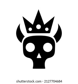 King skull with horns and crown, vector graphics, for tattoos, for T shirt, sku