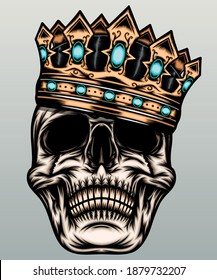 King skull illustration. Premium vector