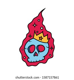king skull illustration simple design 