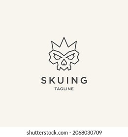 King of skull line logo template
