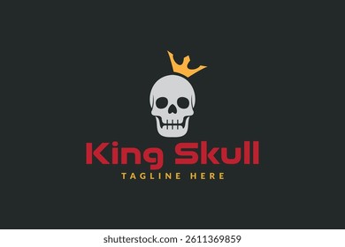 king skull logo design. skull logo wearing crown. logo icon vector illustration silhouette