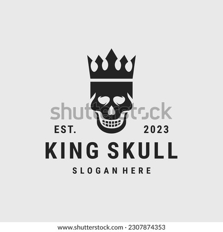 King skull logo vector icon illustration hipster vintage retro .
