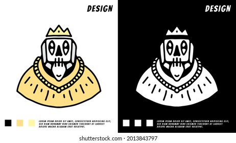 king skull mascot cartoon. illustration for t shirt, poster, logo, sticker, or apparel merchandise.