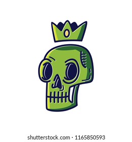 King skull simple monoline tattoo and t shirt design