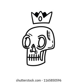 King skull simple monoline tattoo and t shirt design