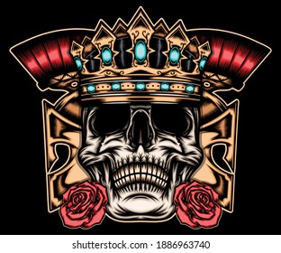 King skull spartan. Premium vector