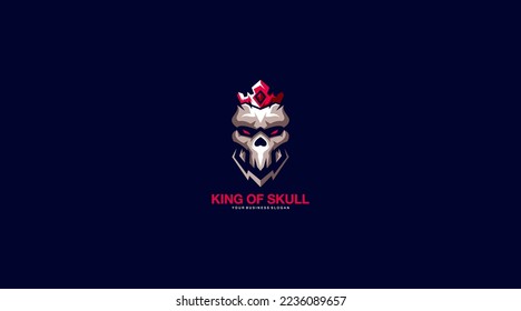King of skull vector logo design illustration symbol