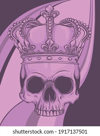 king skull wearing crown. Vector illustration design