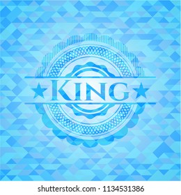 King sky blue emblem with mosaic background