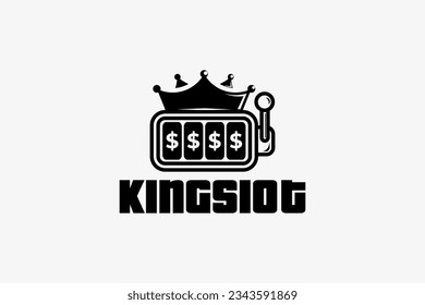 King Slot Logo, Casino king logo. crown and roulette casino concept	