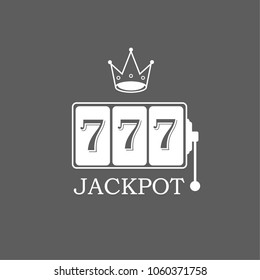 King slots 777 banner casino on the grey background. Big win 777 lottery vector casino with slot machine. Flat design of Vegas game concept. Vector illustration