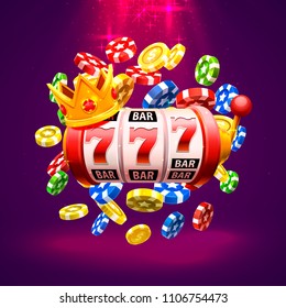 King slots 777 banner casino on the red background. Vector illustration