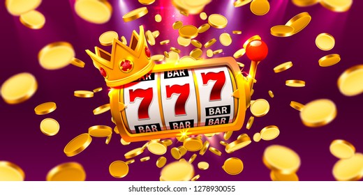 King slots 777 banner casino on the coins background. Vector illustration