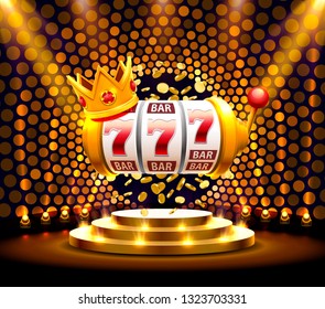 King slots 777 banner casino on the golden background. Vector illustration