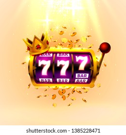 King slots 777 banner casino on the golden background. Vector illustration