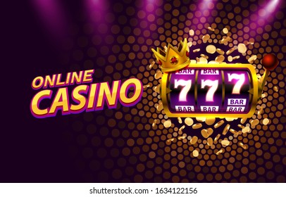 King slots 777 banner casino on the golden background. Vector illustration