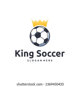 King Soccer logo designs concept vector, Football Crown logo template