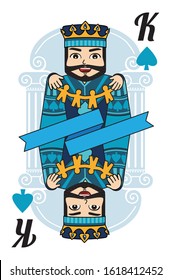 King of spade, deck of cards, Playing card character, cute design illustration, new modern concept, place your text, vector